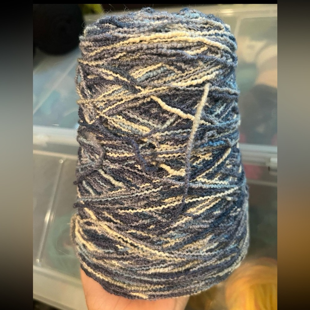 Blue and white Yarn cone